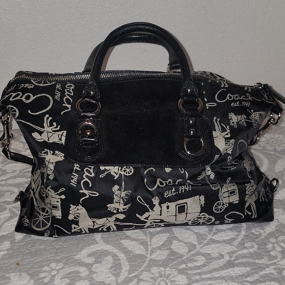 Coach Black and Cream Satchel